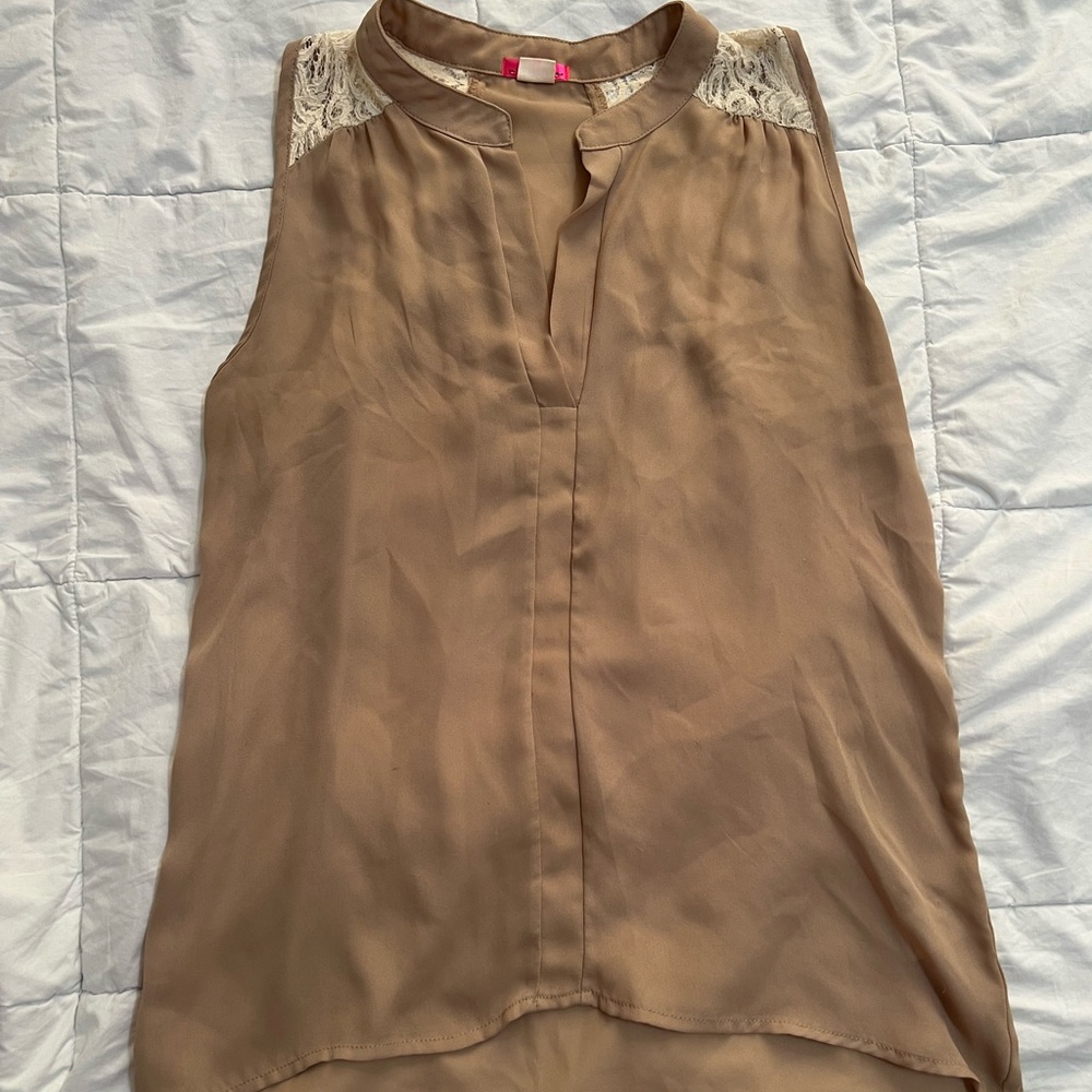 Elegant Sleeveless Tan Blouse